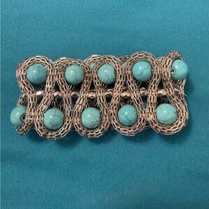 Silver and Turquoise Beaded Bracelet